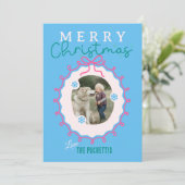 Ribbon Pink Bilderrahmen Weihnachtszeit Feiertagskarte (Stehend Vorderseite)