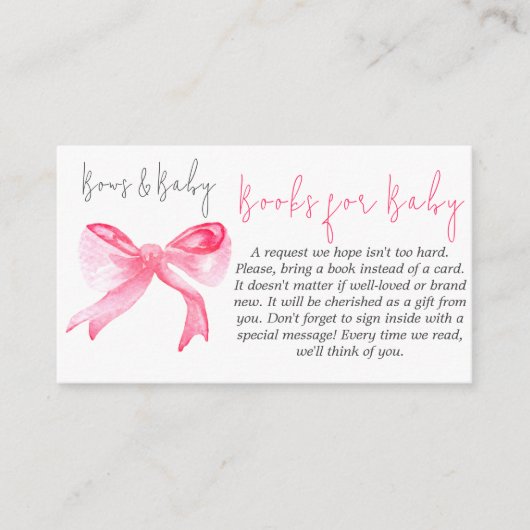Ribbon Pink Bows Baby Girl Books Baby Shooting Gam Begleitkarte (Vorderseite)