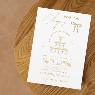 Ribbon-Pop, das Champagner Tower Brautparty Einladung