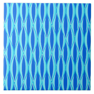 Ribbon Print Mitte des Jahrhunderts - Blautöne Fliese
