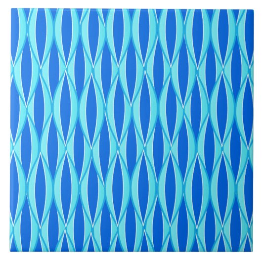 Ribbon Print Mitte des Jahrhunderts - Blautöne Fliese (Vorderseite)