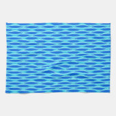 Ribbon Print Mitte des Jahrhunderts - Blautöne Geschirrtuch (Horizontal)