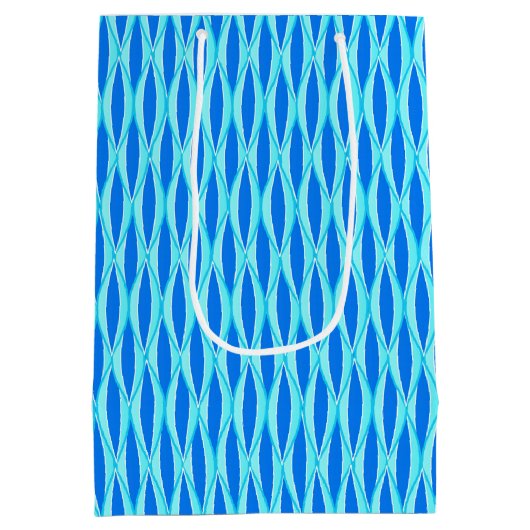 Ribbon Print Mitte des Jahrhunderts - Blautöne Mittlere Geschenktüte (Rückseite)