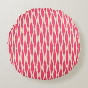Ribbon Print Mitte des Jahrhunderts - Farbtöne von Rundes Kissen