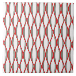 Ribbon Print Mitte des Jahrhunderts - grau, weiß,  Fliese