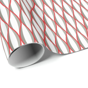 Ribbon Print Mitte des Jahrhunderts - grau, weiß, Geschenkpapier