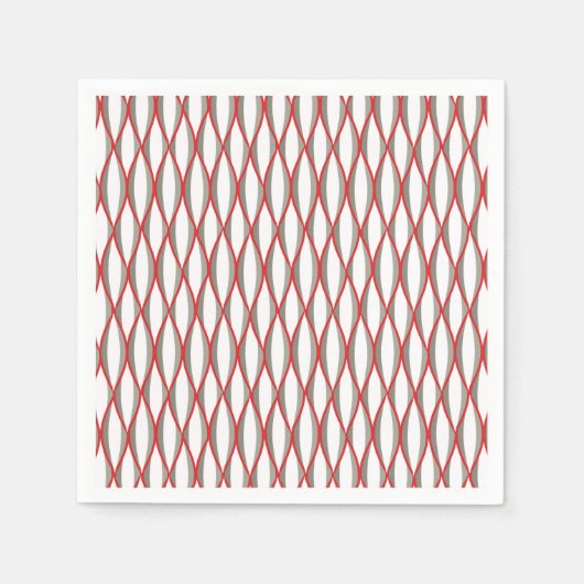 Ribbon Print Mitte des Jahrhunderts - grau, weiß, Serviette (Vorderseite)