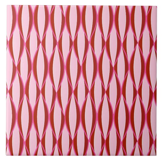 Ribbon Print Mitte des Jahrhunderts - Rosa und Bor Fliese (Vorderseite)