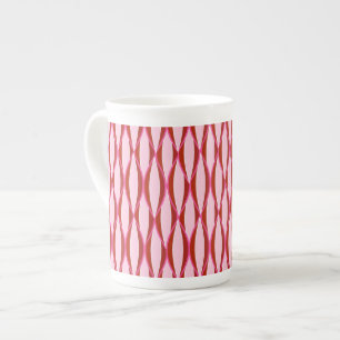 Ribbon Print Mitte des Jahrhunderts - Rosa und Bor Porzellantasse