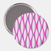 Ribbon-Print Mitte des Jahrhunderts - rosa und gra Magnet (Vorderseite/Rückseite)