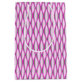 Ribbon-Print Mitte des Jahrhunderts - rosa und gra Mittlere Geschenktüte (Vorderseite)