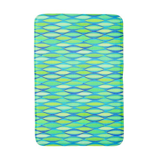 Ribbon Print Mitte des Jahrhunderts - türkis und L Badematte (Vorderseite Vertikal)