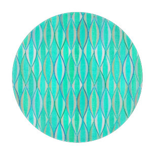 Ribbon Print Mitte des Jahrhunderts - türkisfarben Schneidebrett