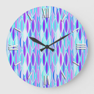 Ribbon Print Mitte des Jahrhunderts - violett und  Große Wanduhr