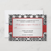 RIBBON-RSVP-Karte DRUCKT rot, grau und schwarz RSVP Karte (Rückseite)
