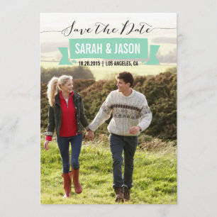 RIBBON SAVE THE DATE FOTOKARTEN - MINT