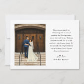 Ribbon Script Minimalist Wedding Photo Dankeskarte (Rückseite)