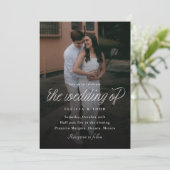 Ribbon Script Minimalist Wedding Photo Einladung (Stehend Vorderseite)
