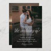 Ribbon Script Minimalist Wedding Photo Einladung (Vorne/Hinten)