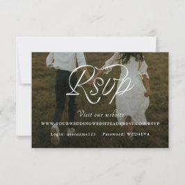 Ribbon Script Minimalist Wedding Photo RSVP Karte