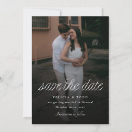 Ribbon Script Minimalist Wedding Photo Save The Date