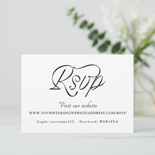 Ribbon Script Minimalist Wedding RSVP Karte (Stehend Vorderseite)