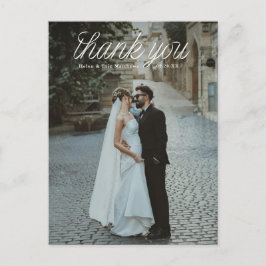 Ribbon Script Top Minimalist Wedding Photo Postkarte