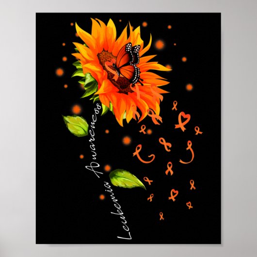 Ribbon Sonnenblume Schmetterling Leukämie Aufkläru Poster (Vorne)
