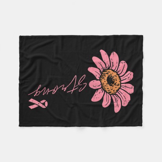 Ribbon Sonnenblumen Starkes Brustkrebs-Bewusstsein Fleecedecke (Vorderseite (Horizontal))