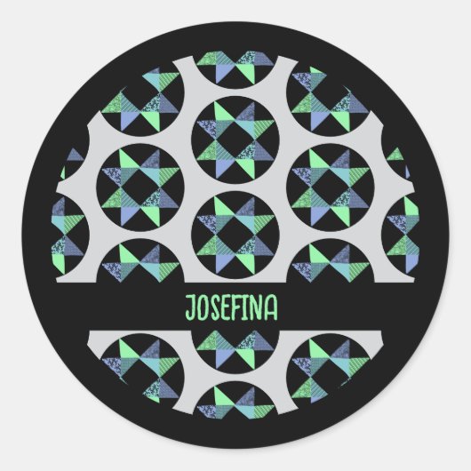 Ribbon-Star-Patchwork-Block Runder Aufkleber (Vorderseite)