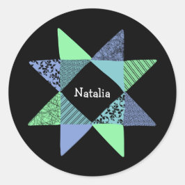 Ribbon Star Quilt Patchwork Block Runder Aufkleber