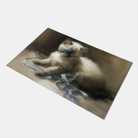 Ribbon Tangle Siamese Kitten Fußmatte (Schrägansicht)