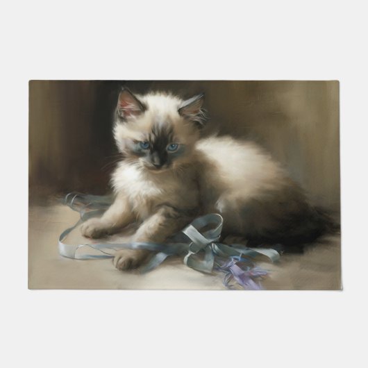 Ribbon Tangle Siamese Kitten Fußmatte (Vorderseite)