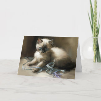 Ribbon Tangle Siamese Kitten Grußkarte Dankeskarte