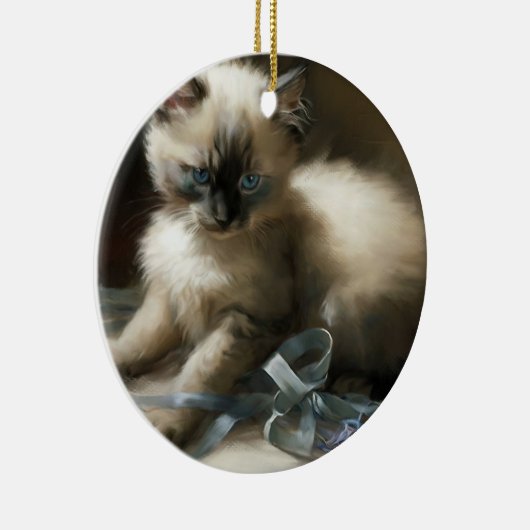 Ribbon Tangle Siamese Kitten Keramik Ornament (Rechts)