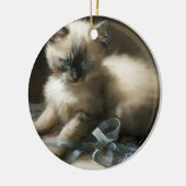 Ribbon Tangle Siamese Kitten Keramik Ornament (Links)