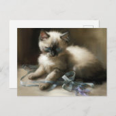 Ribbon Tangle Siamese Kitten Postkarte (Vorne/Hinten)