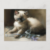 Ribbon Tangle Siamese Kitten Postkarte (Vorderseite)