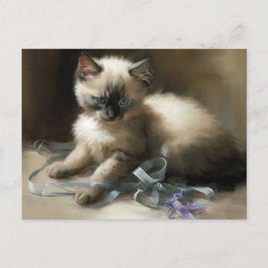 Ribbon Tangle Siamese Kitten Postkarte (Vorderseite)