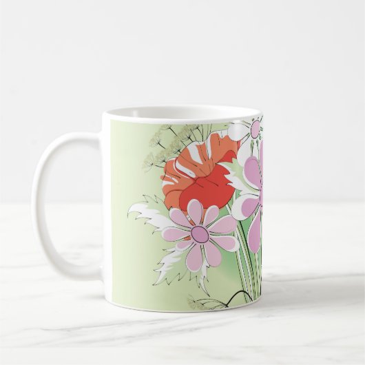 Ribbon-Tied Poppies: Daisy Bouquet. Kaffeetasse (Links)