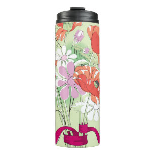 Ribbon-Tied Poppies: Daisy Bouquet. Thermosbecher