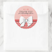 Ribbon und Bow Polka Dots Hochzeitsticker Runder Aufkleber (Tasche)