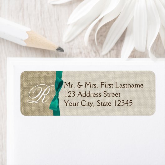 Ribbon und Burlap Green Monogram (Insitu)