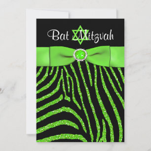 RIBBON Zebra Glitzer Bat Mitzvah Einladung 2