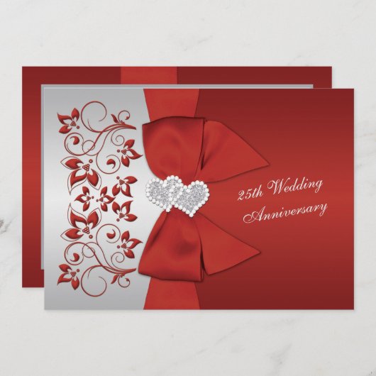 RIBBONROT, Silberblume 25. Jubiläum Einladung (Vorne/Hinten)