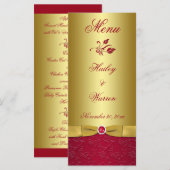 RIBBONROTE, Gold-Blumenkarte Menükarte (Vorne/Hinten)