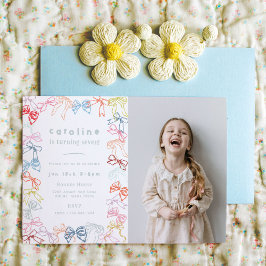 Ribbons and Bows Foto Girls Geburtstagsparty Einladung