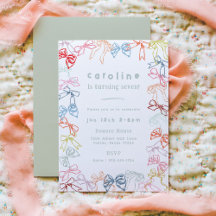 Ribbons and Bows Watercolor Girls Birthday Party