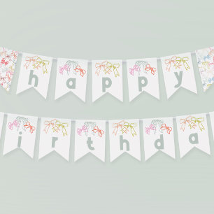 Ribbons and Bows Watercolor Girls Geburtstagsparty Wimpelkette