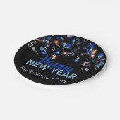 Ribbons Bokeh Lights New Year Party Celebration Pappteller (Schrägansicht)